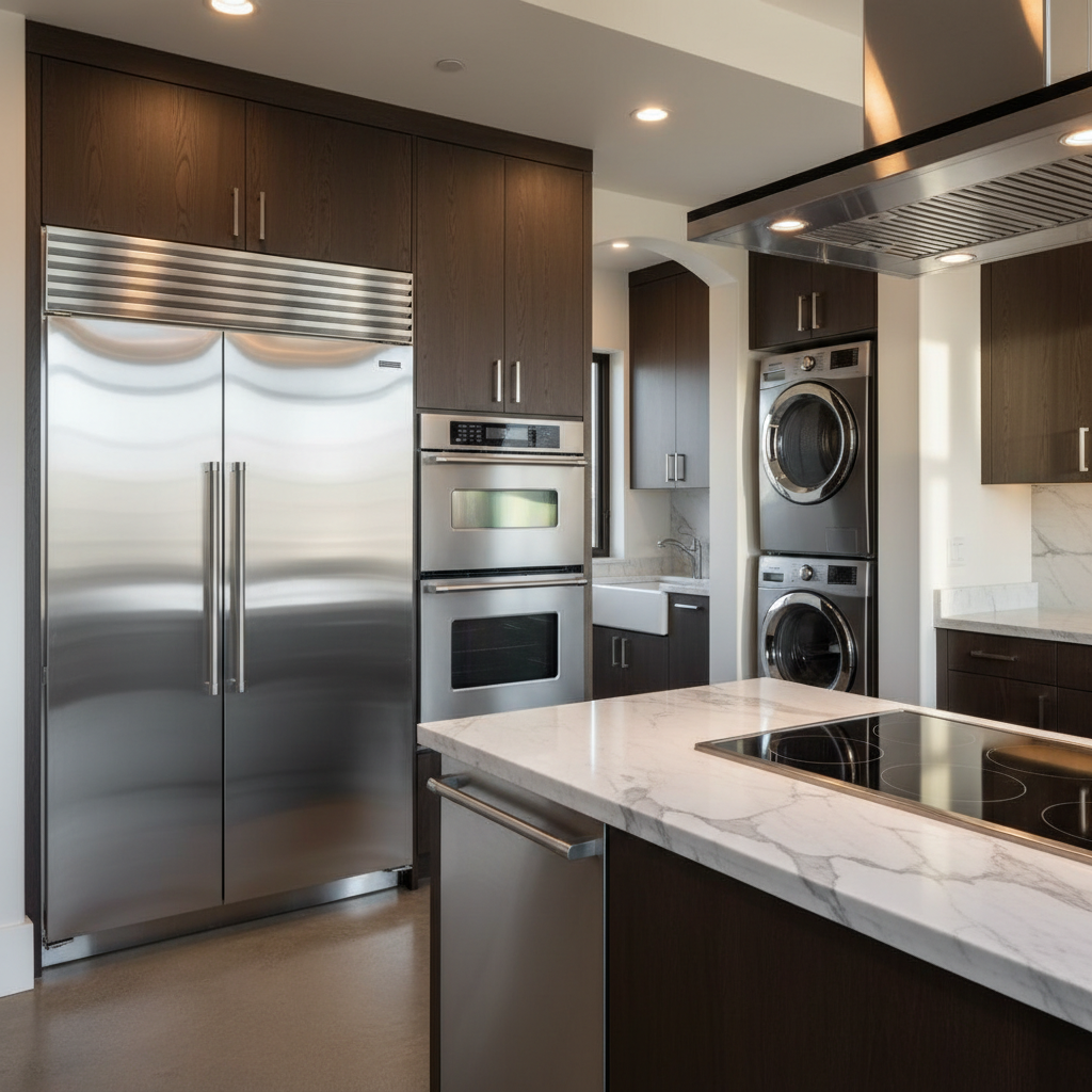 Premium Miele-style household appliances in a luxury home